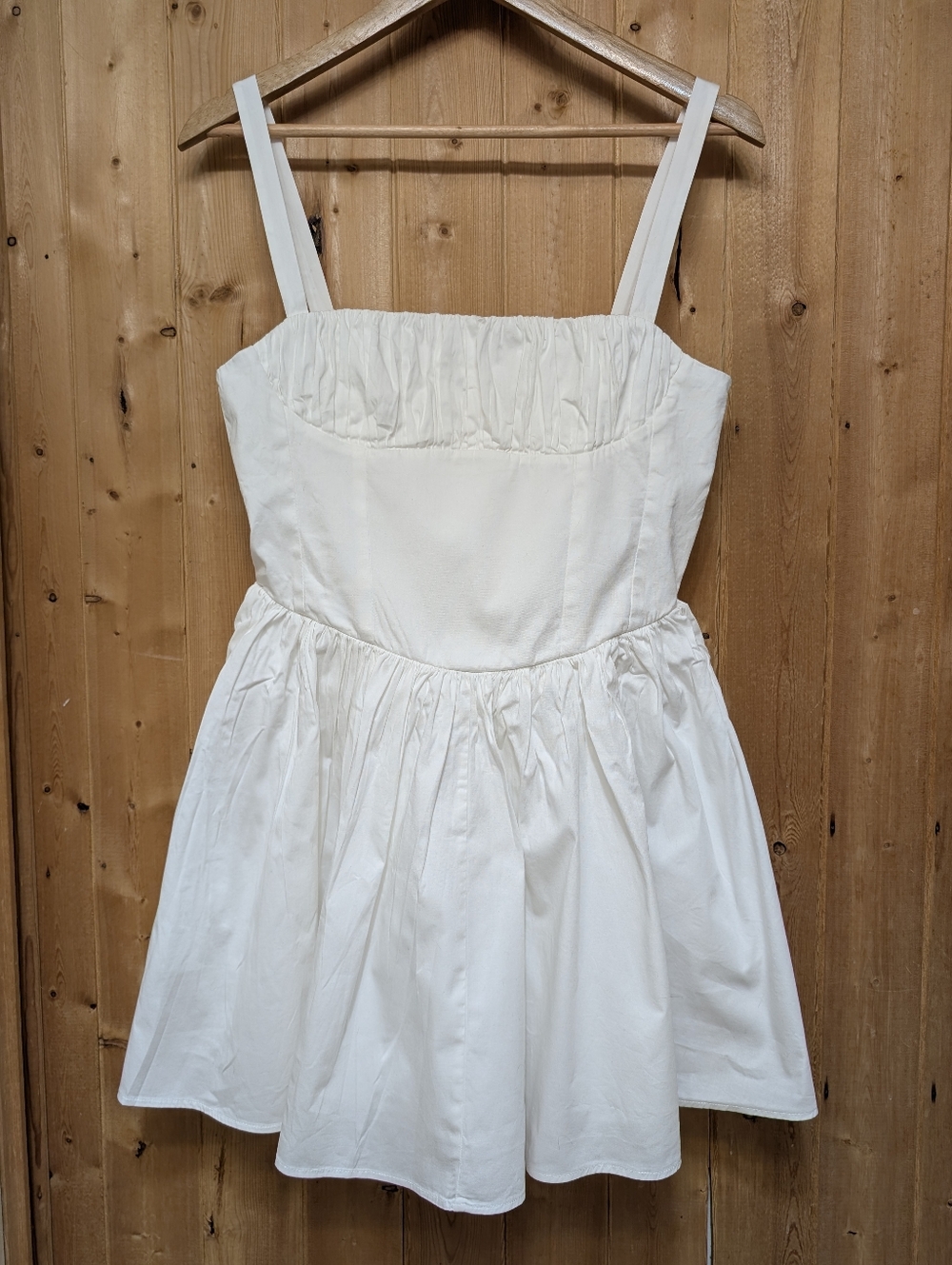 Zara White Cotton Voluminous Milkmaid Summer Pleated Sleeveless Mini Dress - Picture 4 of 7